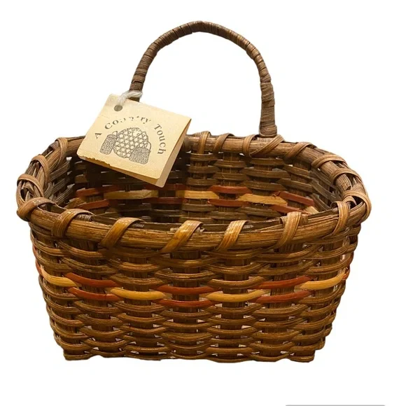 NWT Vintage Handcrafted Wooden Hanging Basket By Jackie Montemerlo 5x8x 5&1/2” - Picture 1 of 6